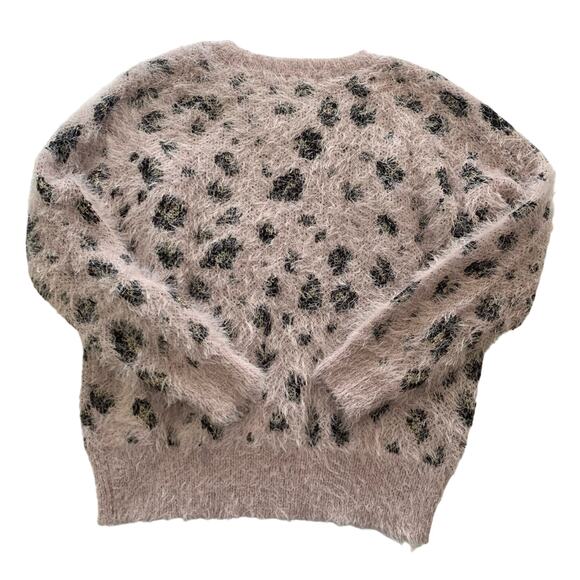 Charming Charlie Blush Pink Fuzzy Cheetah Print Pullover Sweater Medium - Picture 6 of 6